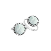 Sterling Silver Round Shape Textured Statement Ring With Mother Of Pearl